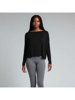 Richard Chai Love Black Oversized Boxy Long Sleeve Top 100% Viscose Womens Size